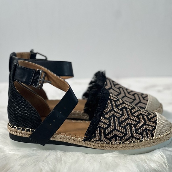 Black/Cognac Espadrilles w/Ankle Straps - Picture 5 of 5